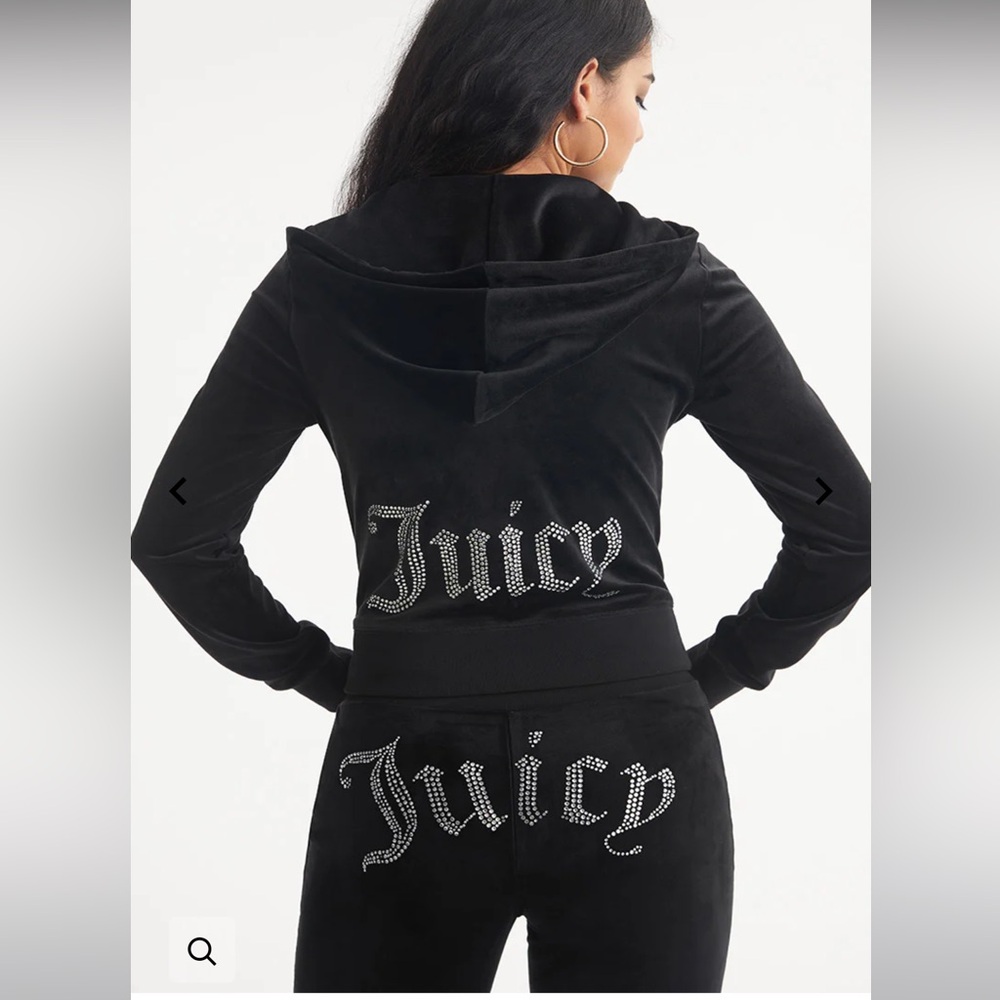 NWT JUICY COUTURE BLING VELOUR HOODIE- black licorice